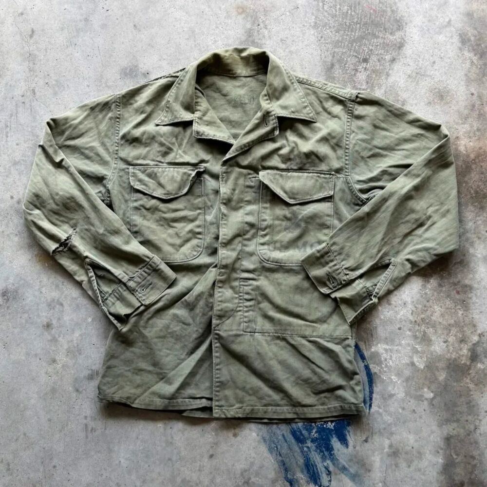 Vintage 1940s WW2 USMC HBT Military Jacket Size M